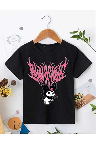 KAZAK Girl's Crew Neck Printed T-Shirt - Black