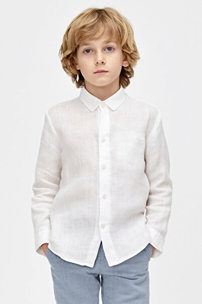 Trend Bebe Butik Cămașă de in pentru băiat, cu mânecă lungă, pliabilă de vară...