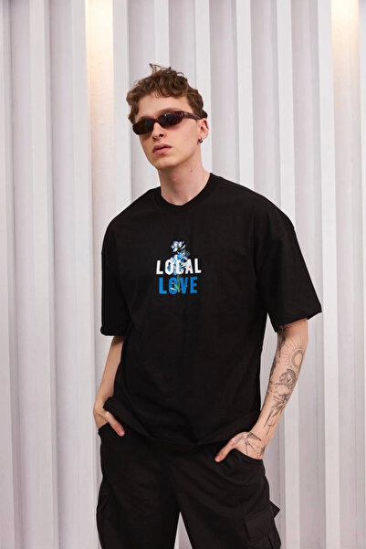 FREEDOM STOREE Velmora guler rotund cu imprimeu supradimensionat tricou - Neg...