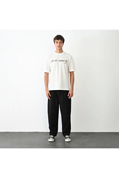 FREEDOM STOREE Μπλουζάκι Velmora Crew Neck με τύπωμα oversized - Λευκό -