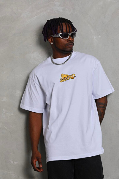 FREEDOM STOREE Velmora guler rotund cu imprimeu supradimensionat tricou - Alb -