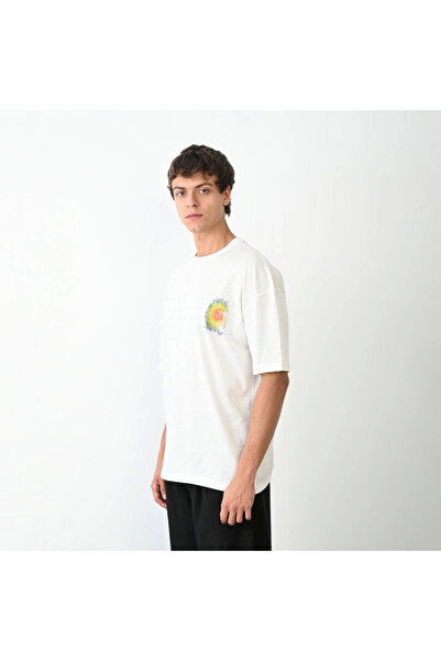 FREEDOM STOREE Μπλουζάκι Velmora Crew Neck με τύπωμα oversized - Λευκό -