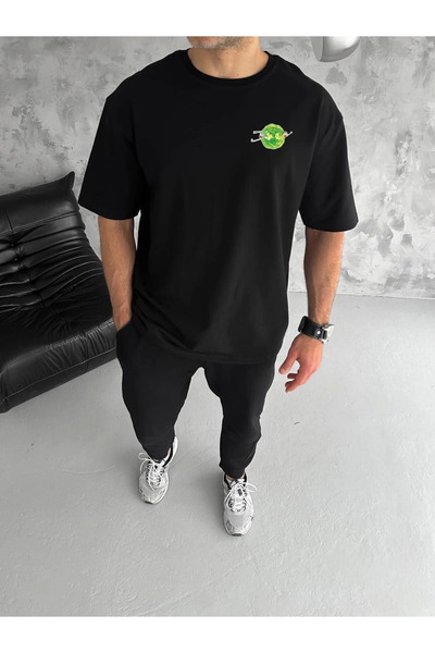 FREEDOM STOREE Velmora guler rotund cu imprimeu supradimensionat tricou - Neg...