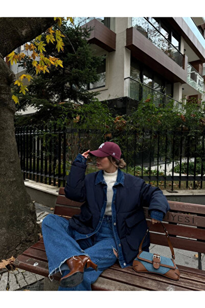 velmorafashion Velmora Jeans Detailed Snap Fastener Jacket - Navy Blue -