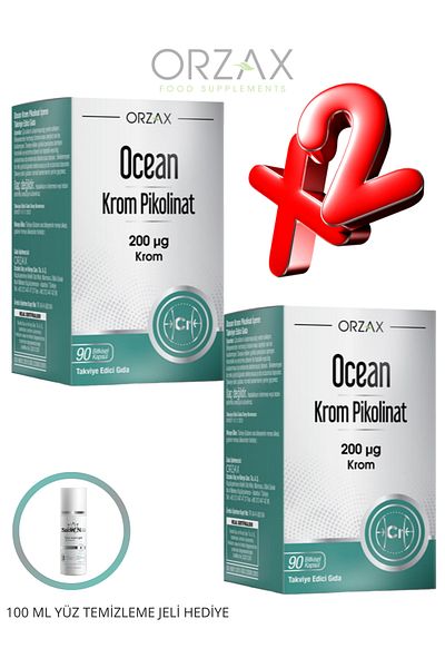 Ocean Chrome Picolinate 200Mcg 90 Herbal Capsules (2Pcs) & 100 ml Face Cleaning Gel
