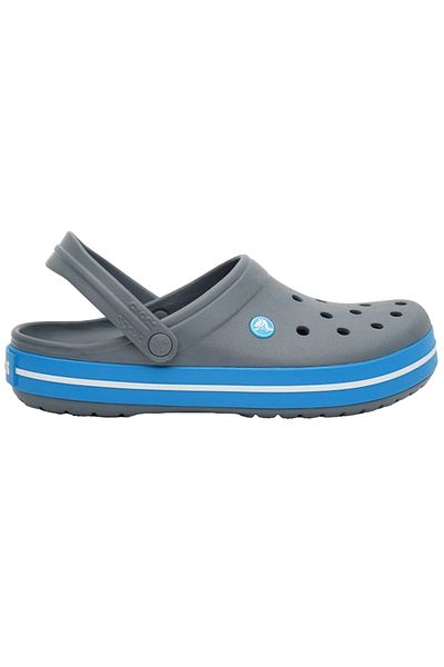 Crocs Sötétszürke uniszex Crocband Edge kék és fehér csíkos papucs