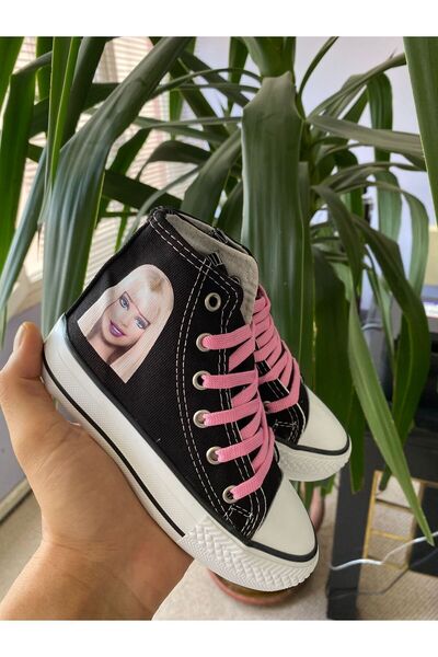 STARYOU STORE Black Long Ankle Barbe Printed Casual Sports Shoes Sneaker