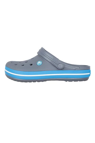 Crocs Sötétszürke uniszex Crocband Edge kék és fehér csíkos papucs