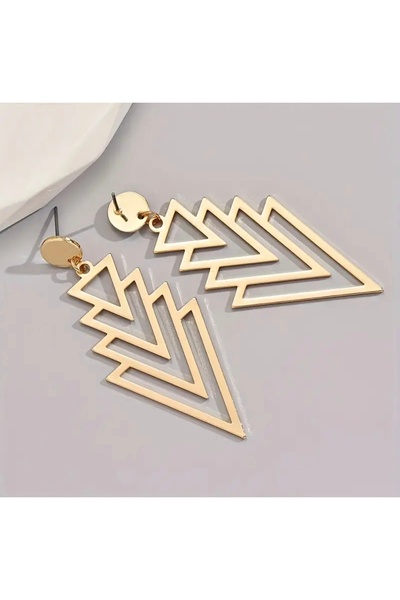 monalisatoka Kadın Üçgen Geometrik Gold Küpe