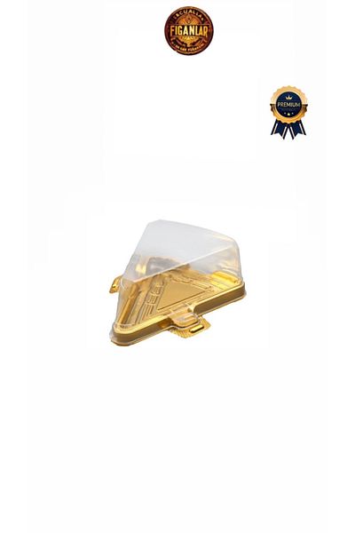 figanlar ambalaj Golden Triangle Slice Cake Container - 25 Pieces Plastic Dessert and Cheesecake Container