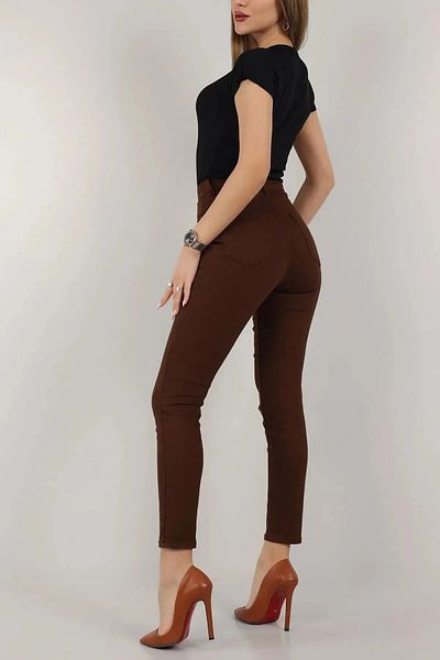 Trn JNS Blugi skinny cu talie înaltă din lycra maro cu picioare înguste