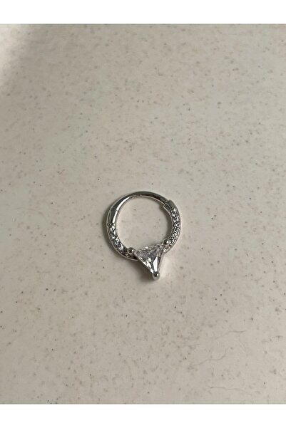 Siminkari 925 Gümüş Rodyum Kaplama Üçgen Taşlı Helix Küpe Piercing Halka