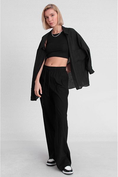 Lia Blanco's Women's Elastic Waist Polyviscon Trousers