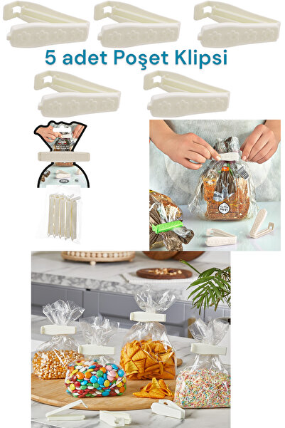 MUF HOME Paket Poşet Mandalı / Klipsi Ambalaj Kapatma Aparatı Paket Mandalı- 5'li Set