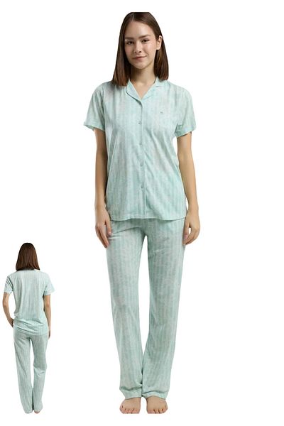 Pierre Cardin Set pijamale din țesătură din jerseu pentru femei, culoare verde, în cutie WV.1.L.0E012O