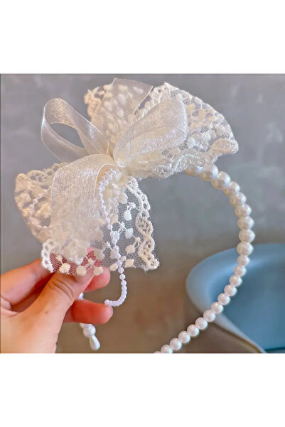 SavBrand Bow Lace Pearl Tiara and Hair Accessories