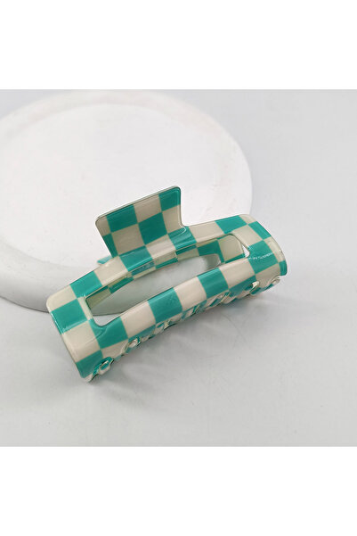 Choice Blue White 1/6 PCS Colorful Checkered Rectangle Hair Claw Clips For Wo...