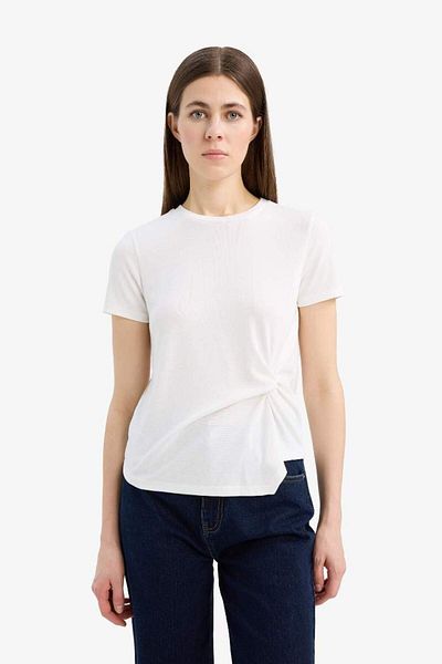 DeFacto Slim Fit Slim Fit Crew Neck Ribbed Short Sleeve T-Shirt F0366Ax25Sp