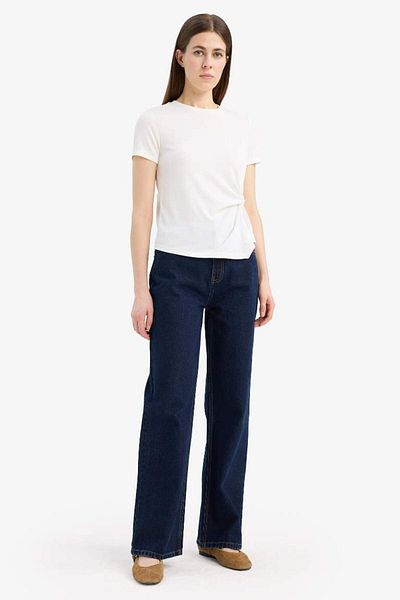 DeFacto Slim Fit Slim Fit Crew Neck Ribbed Short Sleeve T-Shirt F0366Ax25Sp
