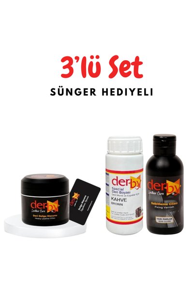 AYMAGNET 3’lü Set - Derby Deri Tamir Macunu, Special Deri Boyası ve Cilası - ...