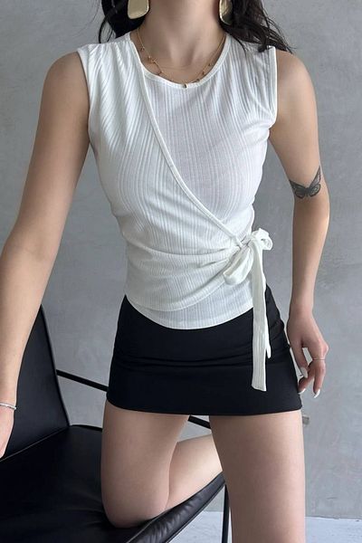 Mels Full Length Blouse with Tie Front Detail