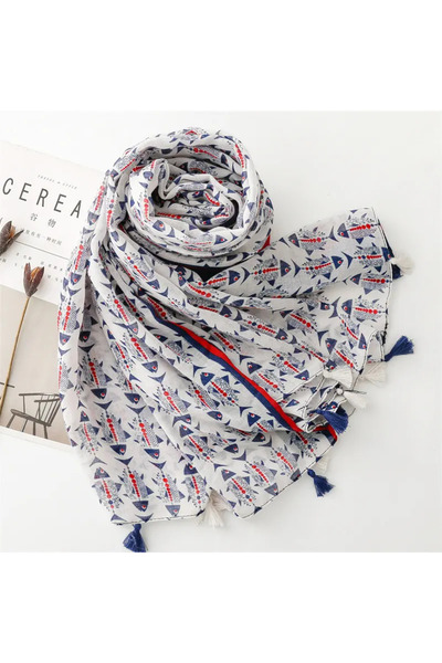 novon Blue Marin Design Μαλακή υφή Ειδικής σχεδίασης Φουντωτό σάλι