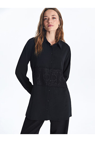 LC Waikiki Tunica neagra dantelă detaliata pentru femei