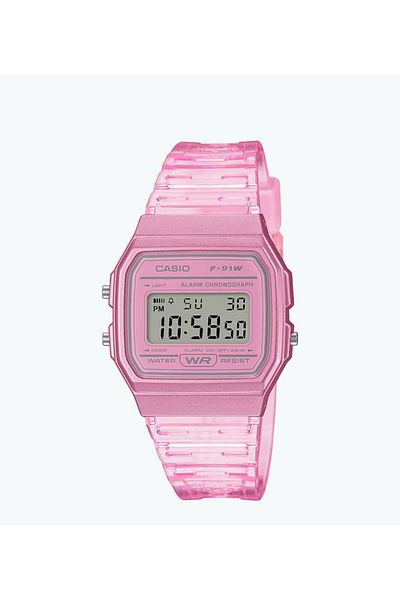 Casio Casio Women's Digital Watch with Pink Resin Strap - F-91WS-4DF
