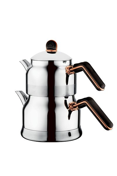 Akdeniz Chubby Elite Family Size Bakelite Handle Teapot Black Copper