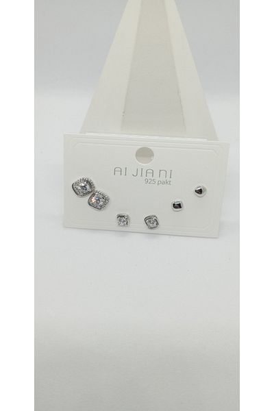 ndjewelry مجموعة أقراط من حجر الرغيف الفرنسي باللون الفضي