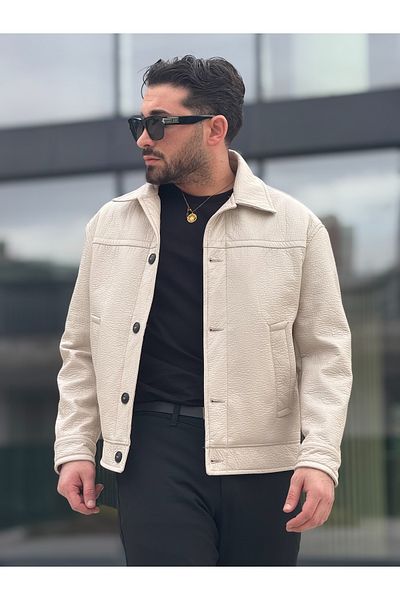 MİS MODA Men's Soft Leather Spring Jacket