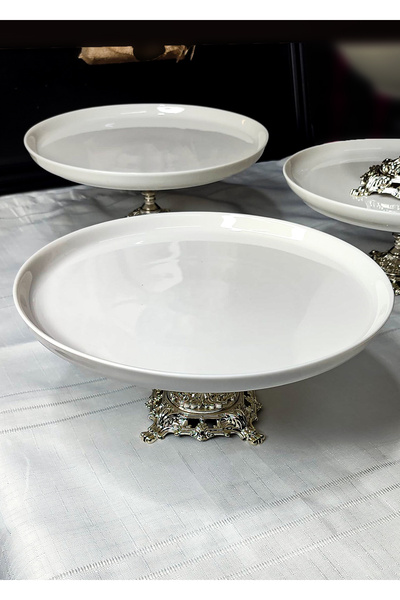 SEÇKİNEV Bergamo Porcelain Oval Off White (Cream) 6 Piece Table Presentation Set