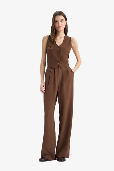DeFacto V-Neck Linen Blended Blazer Vest E6209Ax25Sp