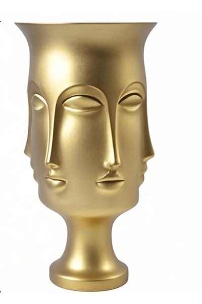 Lui Tasarım Gold Ayaklı Vazo Trend Bohem Buddha Büyük XL Boy 32 CM Seramik Gold Vazo