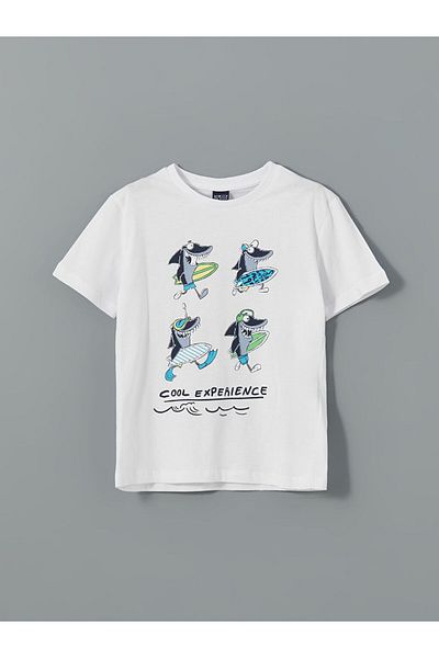 LC Waikiki Tricou pentru băiat cu imprimeu cu gât crew de sezon nou - S5H450Z4