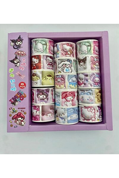 Charmy Sanrio Kawaii Bant Sticker 100’lü 1 adet Sticker Bant Kuromi Hello Kit...