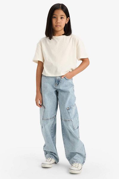 DeFacto Pantaloni largi din denim pentru fete E1742a825sm
