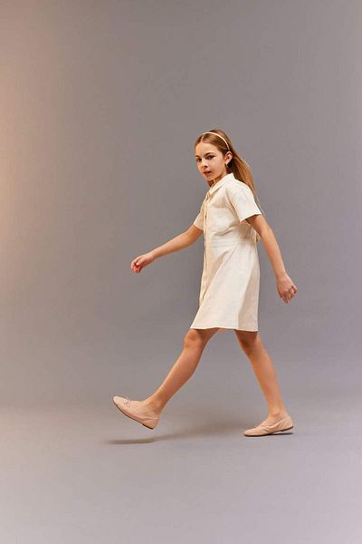 DeFacto New Season Girl's Gabardine Pocket Buttoned Short Sleeve Dress