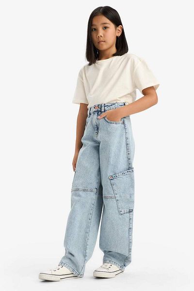DeFacto New Season Girl's Baggy Fit Wide Loose Leg Jean Trousers