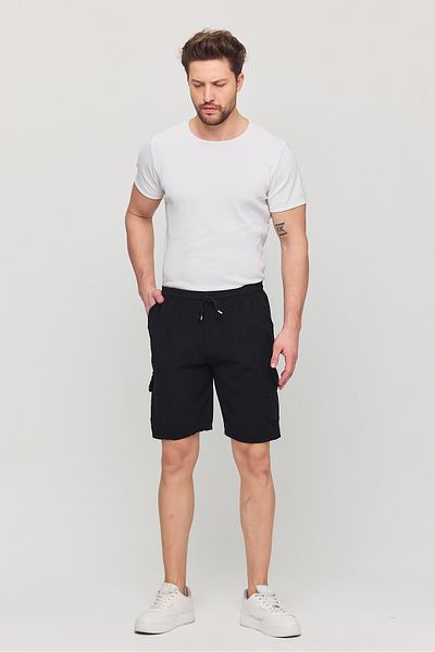 a02teks Men's Summer Linen Blend Casual Cut Cargo Pocket Shorts