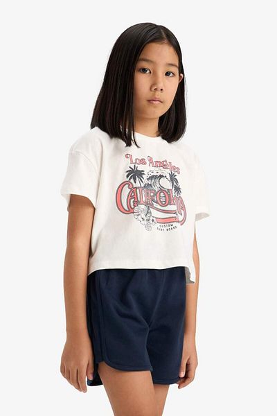 DeFacto Girls' Cotton 2-Piece Set Printed Short Sleeve T-Shirt Elastic Waist Shorts E7318A825Hs