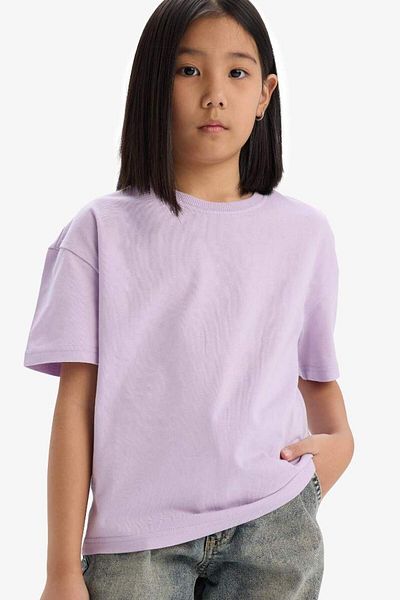 DeFacto New Season Girl's Relax Fit Crew Neck Basic Plain Short Sleeve T-Shirt