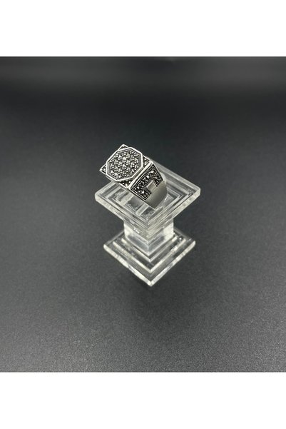 nefjewelrydesign 6.29g 925Ayar Gümüş Taş detaylı Erkek Yüzük