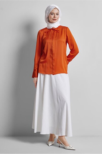 Alvina Satin Bluz with Lace Collar 44762