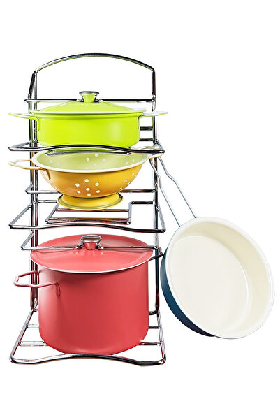 Vardem Enamel Shelf Pot Pan Set 7 Piece Multicolor