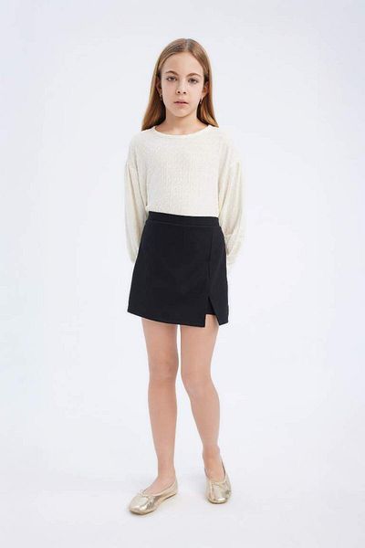 DeFacto New Season Girl's 2 Piece Set Crew Neck Long Sleeve Blouse Shorts Skirt
