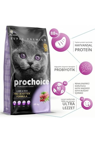 ProChoice Pro Choice Pro 38 Kuzu Etli Pirinçli Yavru Kedi Maması 2 Kg