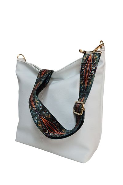 Gloria Settems White Women's Shoulder Bag with Column Strap