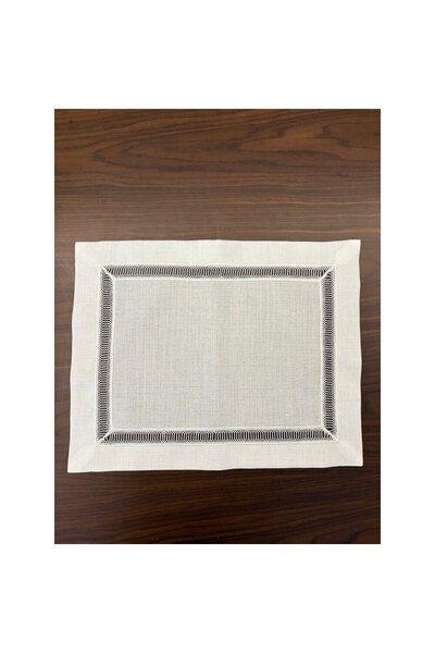 Denef Home White Kolberli American Service 1 Piece - Handmade Edge Folded, Stain Resistant Linen, 40x50 Cm