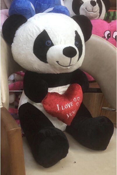 AZİZ OYUNCAK 65 cm Black and White Soft Panda Teddy Bear.. Wonderful Gift with Red Heart..